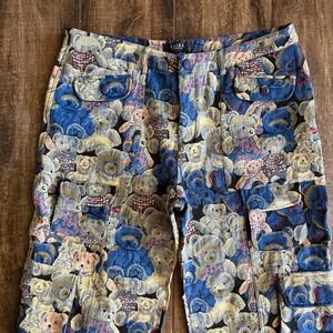 Akira Women's Teddy Bear Tapestry Cute Cargo Pants, Multi, 1X